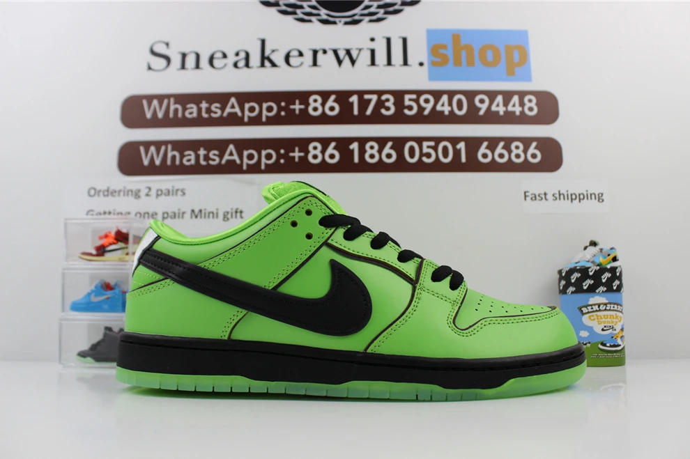 The Powerpuff Girls X Dunk Low Bubbles Green Comfortable 1731