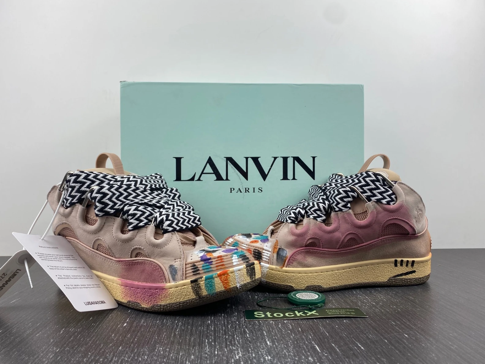 TopPick 1620 Lanvin Leather Curb Gallery Dept. Pale Pink Multi FW-SKDK02-DRGD-P22B5S 1465