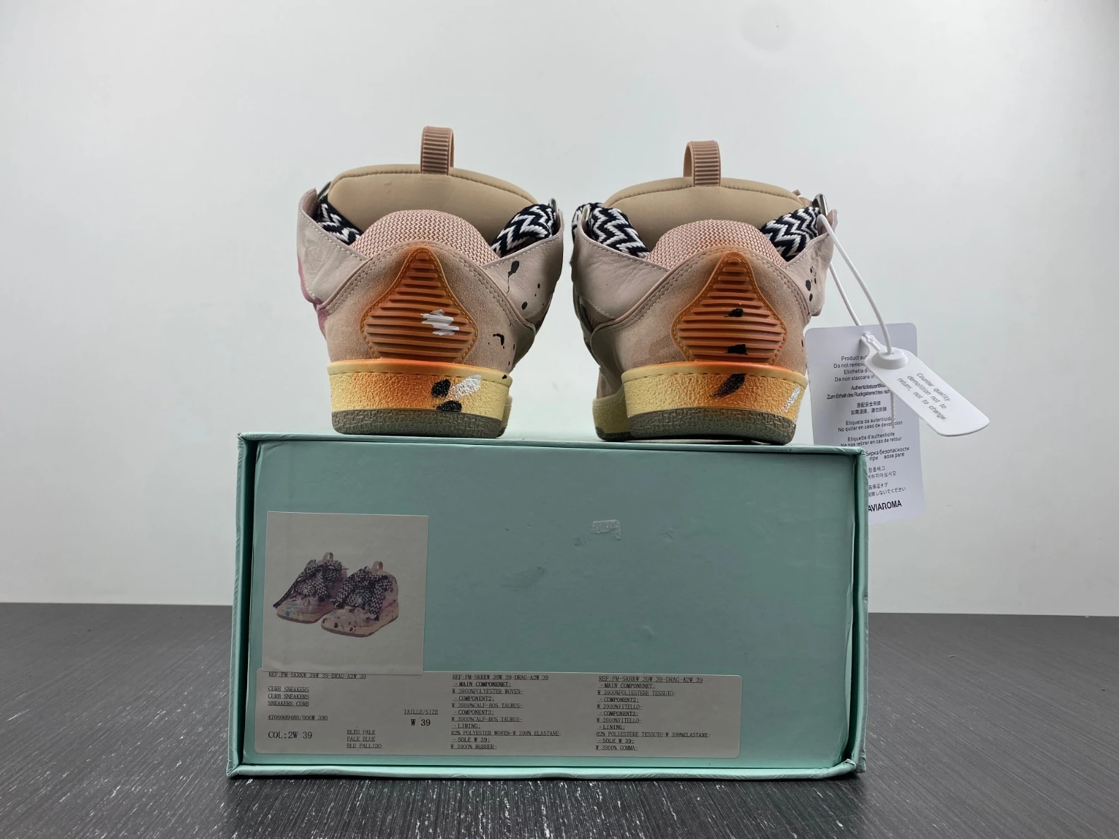TopPick 1620 Lanvin Leather Curb Gallery Dept. Pale Pink Multi FW-SKDK02-DRGD-P22B5S 1465