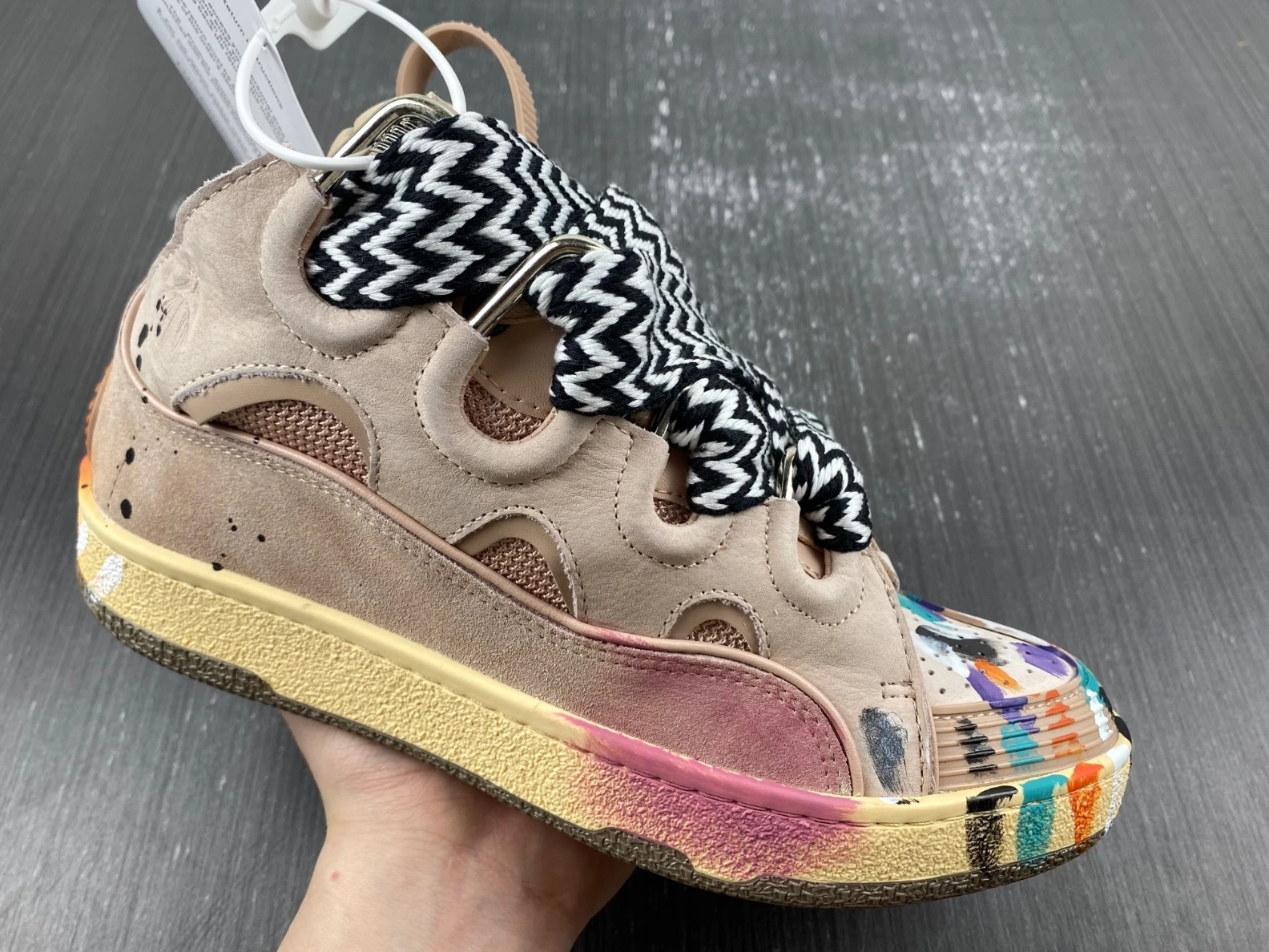 TopPick 1620 Lanvin Leather Curb Gallery Dept. Pale Pink Multi FW-SKDK02-DRGD-P22B5S 1465
