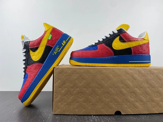 TopPick 7763 Nike Air Force 1 Louis Vuitton Red and Yellow 2405