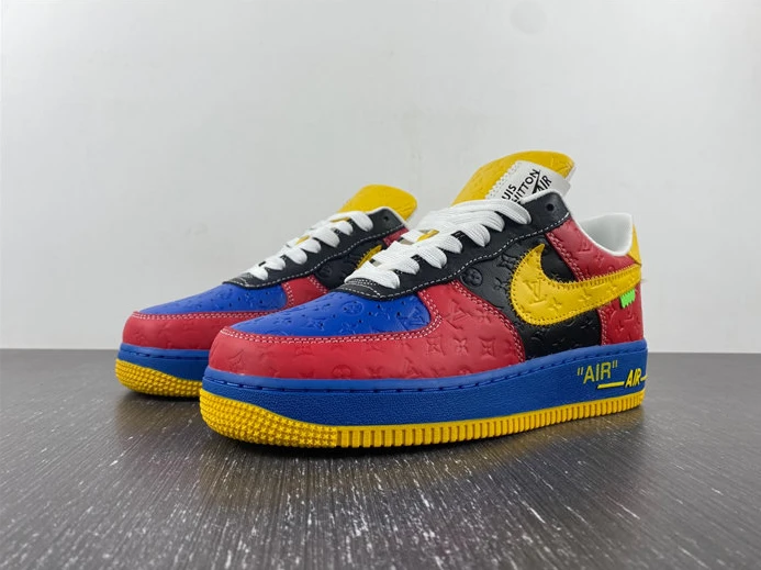 TopPick 7763 Nike Air Force 1 Louis Vuitton Red and Yellow 2405