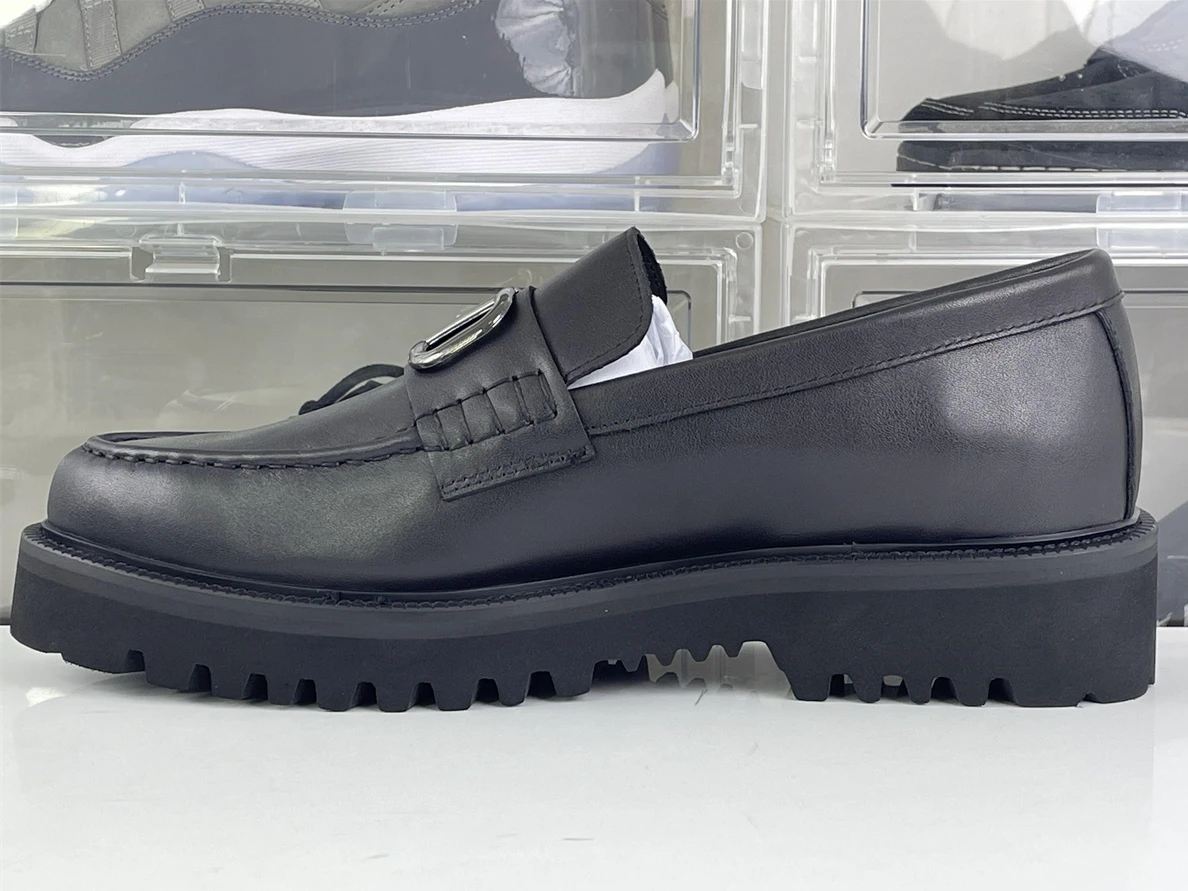 TopPick 8310 Valentino Black Mens shoes Smooth leather with silver metal 3537