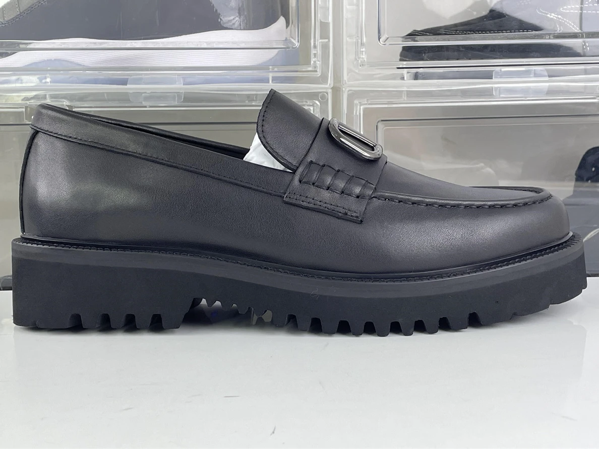 TopPick 8310 Valentino Black Mens shoes Smooth leather with silver metal 3537