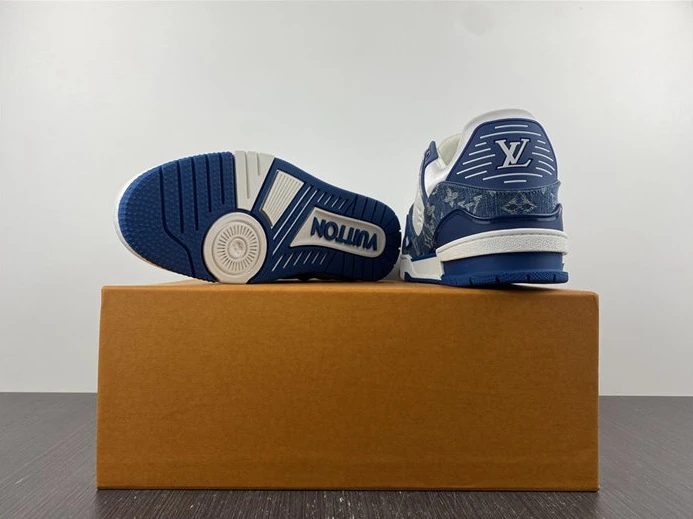 TopPick Louis Vuitton LV Trainer Monogram Denim White Blue 1A9JGN 1525