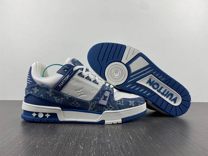 TopPick Louis Vuitton LV Trainer Monogram Denim White Blue 1A9JGN 1525