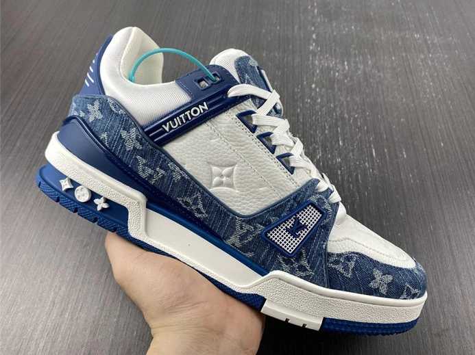 TopPick Louis Vuitton LV Trainer Monogram Denim White Blue 1A9JGN 1525