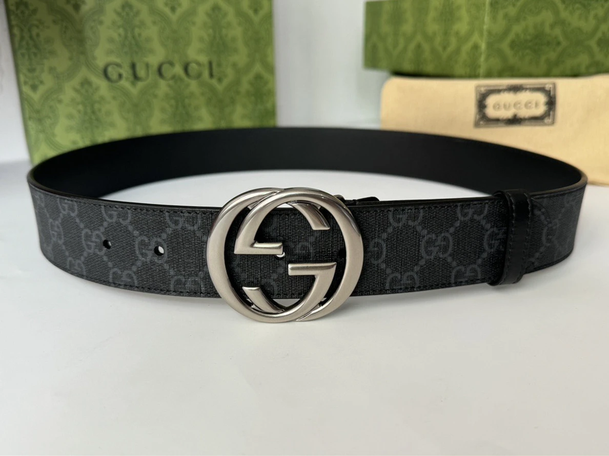 Trendy 1413 GUCCI Black Supreme Canvas Belt 57