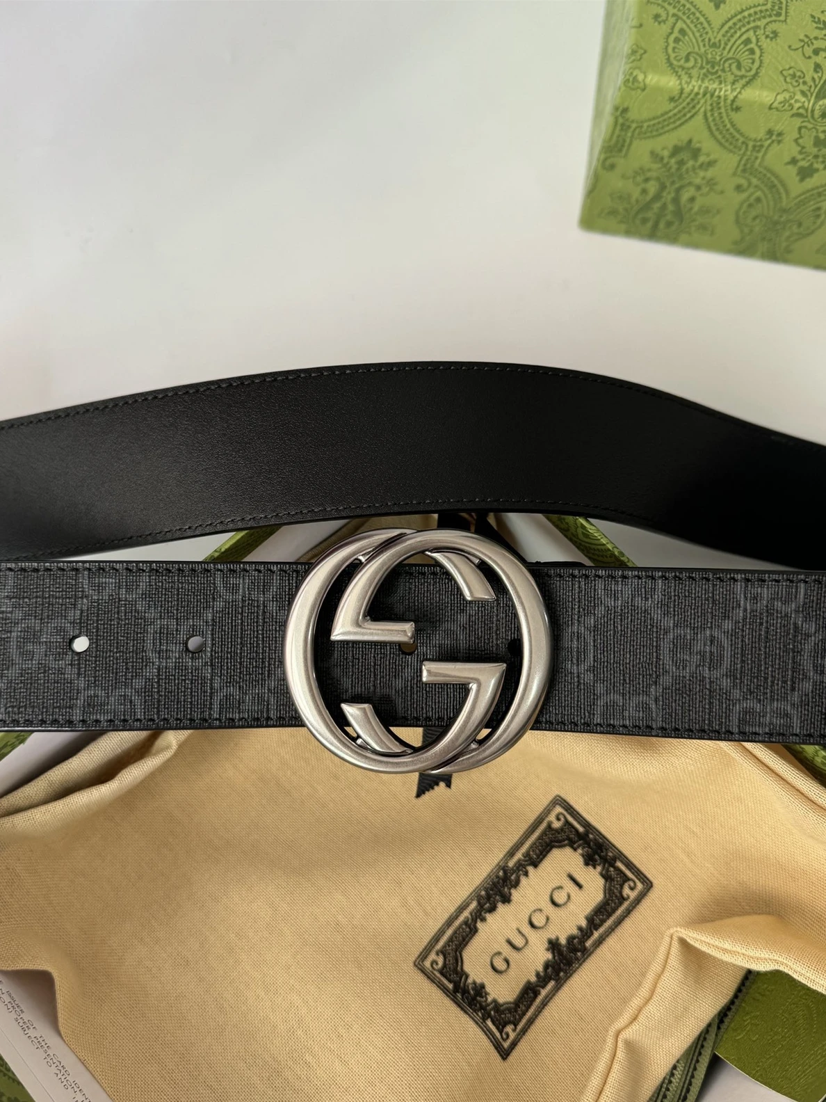 Trendy 1413 GUCCI Black Supreme Canvas Belt 57
