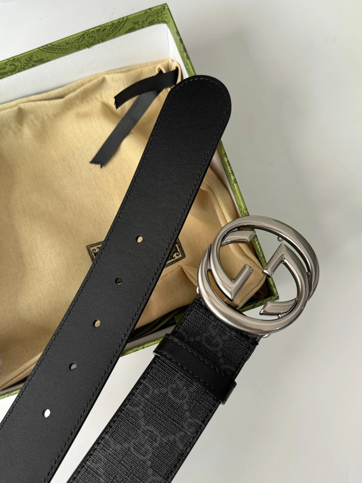 Trendy 1413 GUCCI Black Supreme Canvas Belt 57
