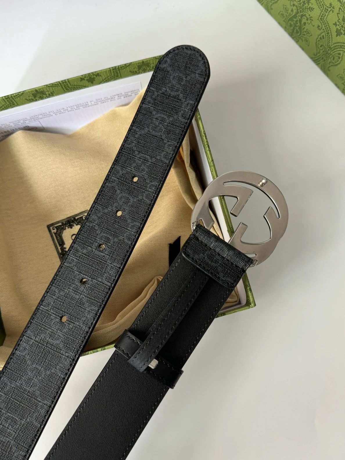 Trendy 1413 GUCCI Black Supreme Canvas Belt 57
