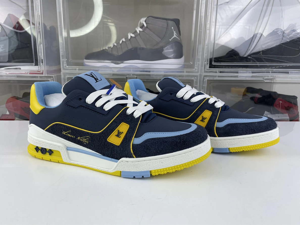 Trendy 3050 LV ARCH Navy Blue Yellow #54 Skate shoes 137