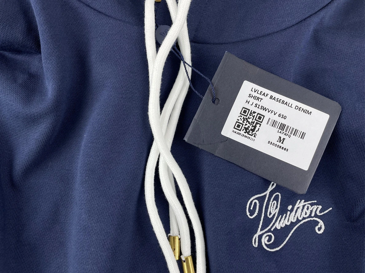 Trendy Blue LV Hoodie with String LOGO 53