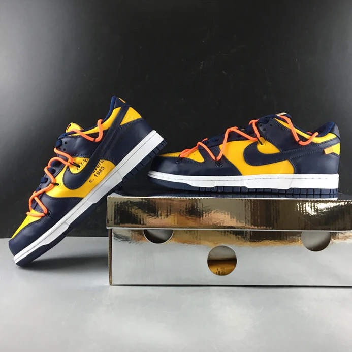 Trendy Nike Dunk Low Off-White University Gold Midnight Navy CT0856-700 2188