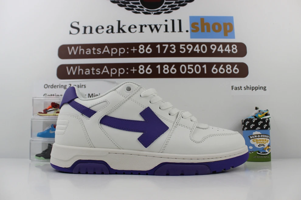 Trendy OFF-WHITE Out Of Office For Walking White Purple 2311