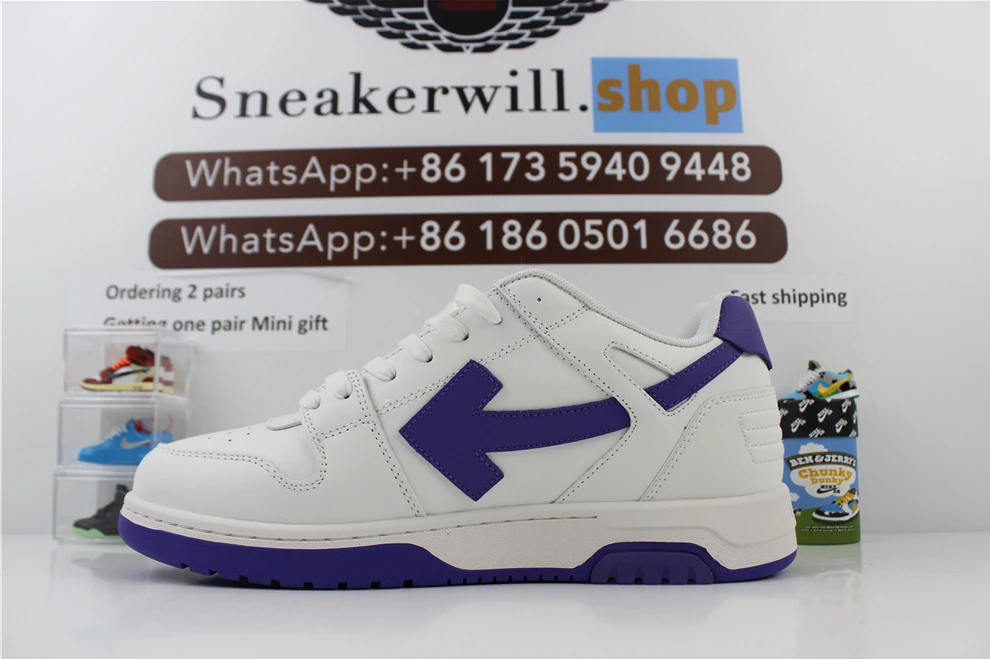 Trendy OFF-WHITE Out Of Office For Walking White Purple 2311