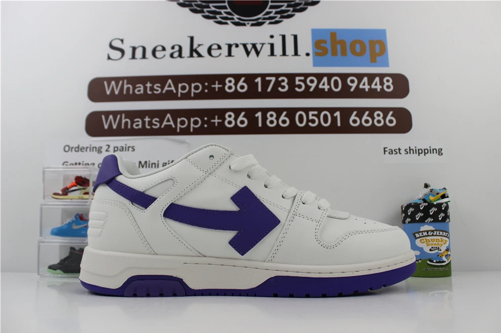 Trendy OFF-WHITE Out Of Office For Walking White Purple 2311