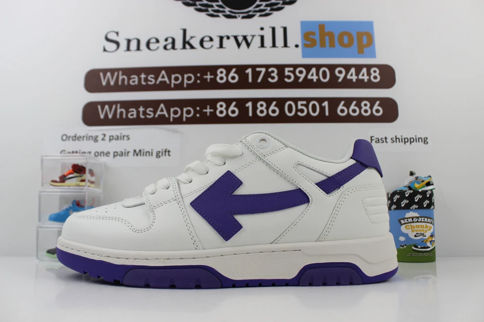 Trendy OFF-WHITE Out Of Office For Walking White Purple 2311