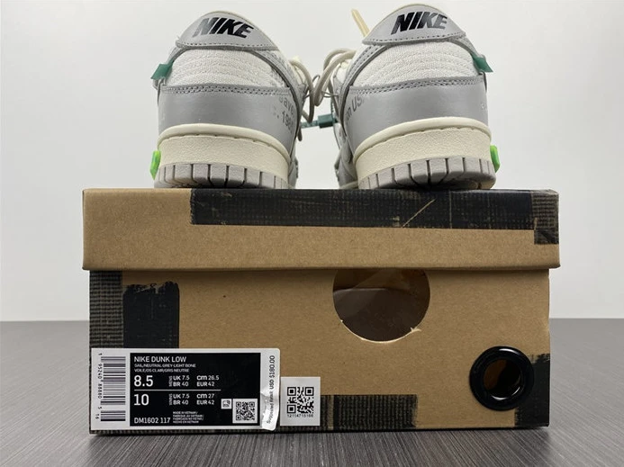 WellDesigned 7577 Nike Dunk Low Off-White Lot 42 DM1602- 1909