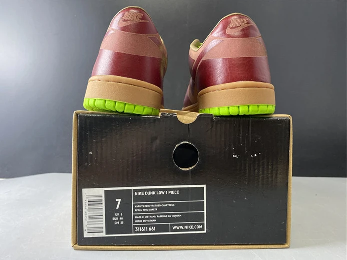 WellDesigned 8379 Nike Dunk Low 1-Piece Laser Varsity Red Chartreuse 311611- 2204