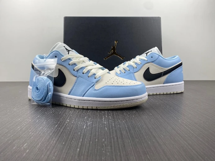 WellDesigned Jordan 1 Low Ice Blue Black 554723-401 634