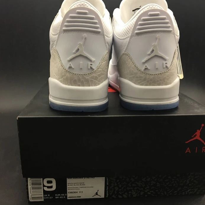 WellDesigned Jordan3 Retro Pure White 136064-111 780