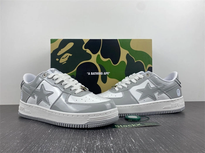 Affordable Affordable Packable A Bathing Ape Bape Sta Patent Leather White Grey 1I70-191- 5319
