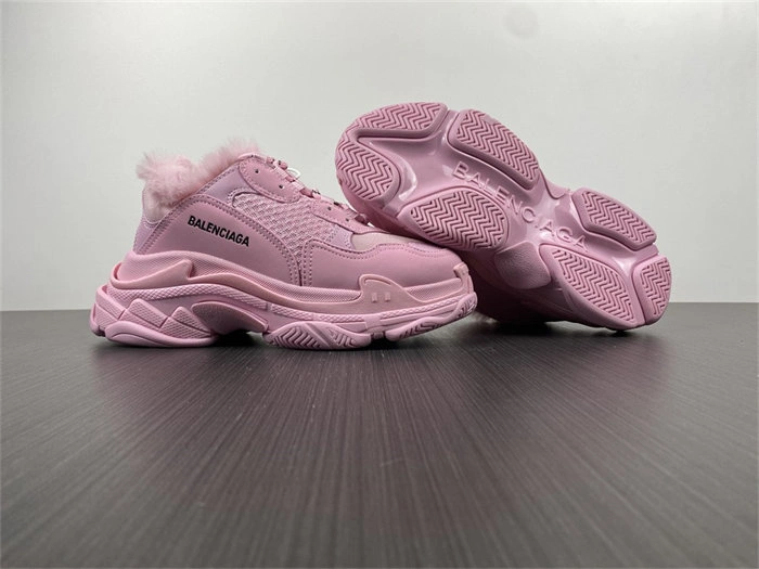 Cheap Hot BLCG Triple S Fake Fur Pink  668562 W3CQ5 Versatile 4438