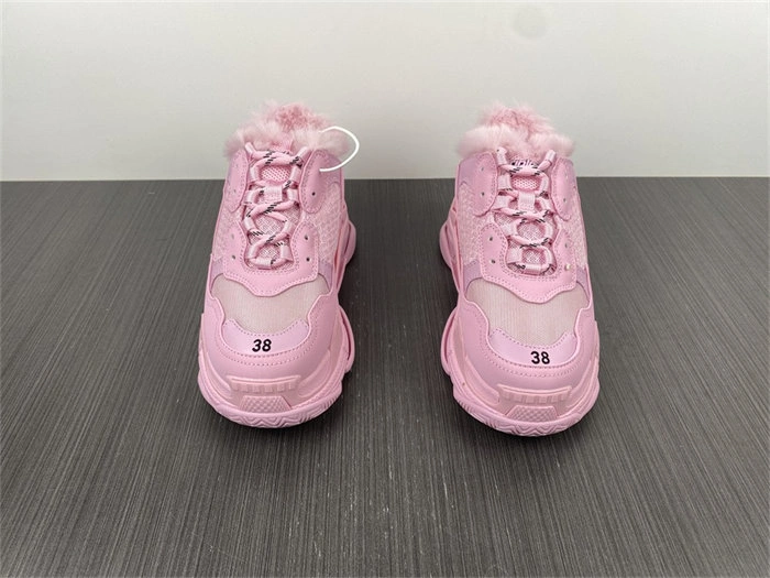 Cheap Hot BLCG Triple S Fake Fur Pink  668562 W3CQ5 Versatile 4438