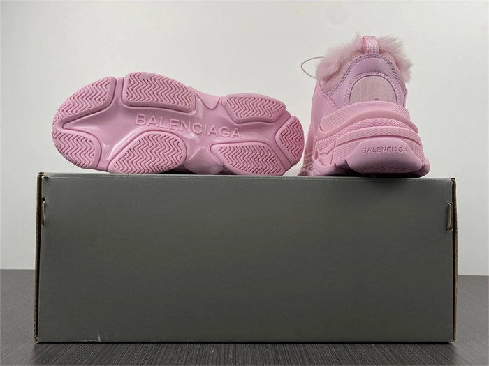 Cheap Hot BLCG Triple S Fake Fur Pink  668562 W3CQ5 Versatile 4438