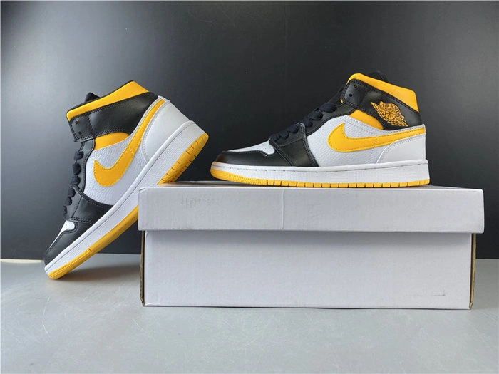 Affordable Palace Jordan1 Mid white black yellow CV5276- Durable 3758