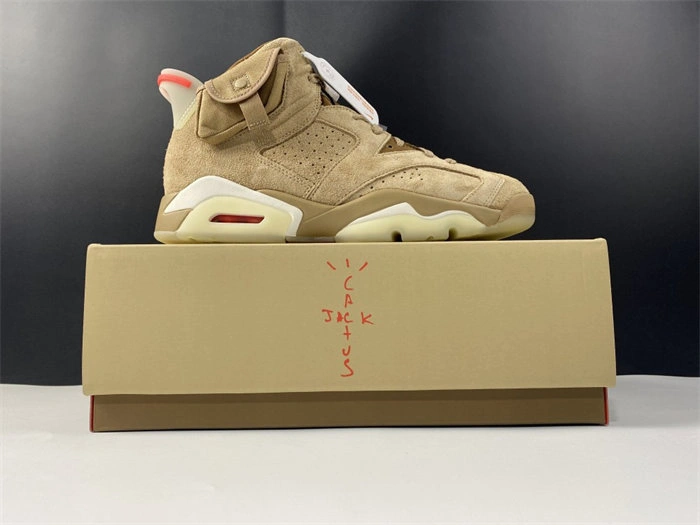 One Kick Casual Jordan6 Travis Scott British Khaki DH0690- 4041