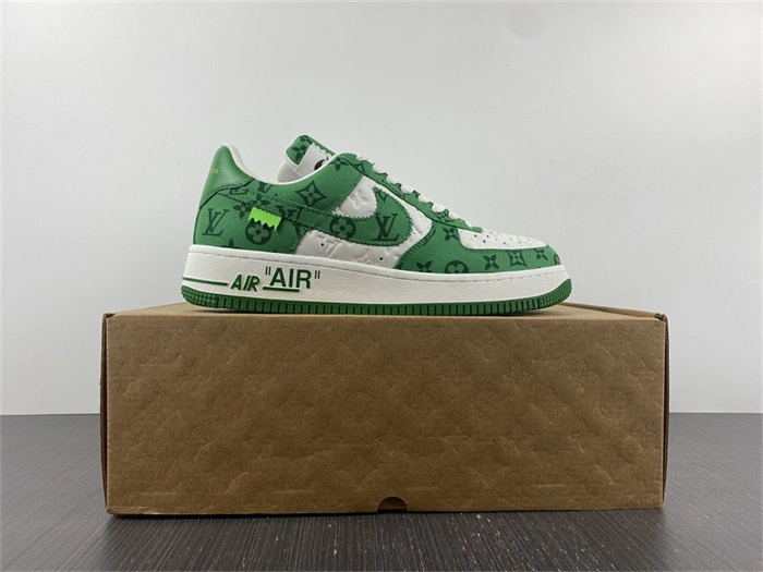Bmlin shoes LV Nike Air Force 1 Low By Virgil Abloh White Green Stretchable 5143