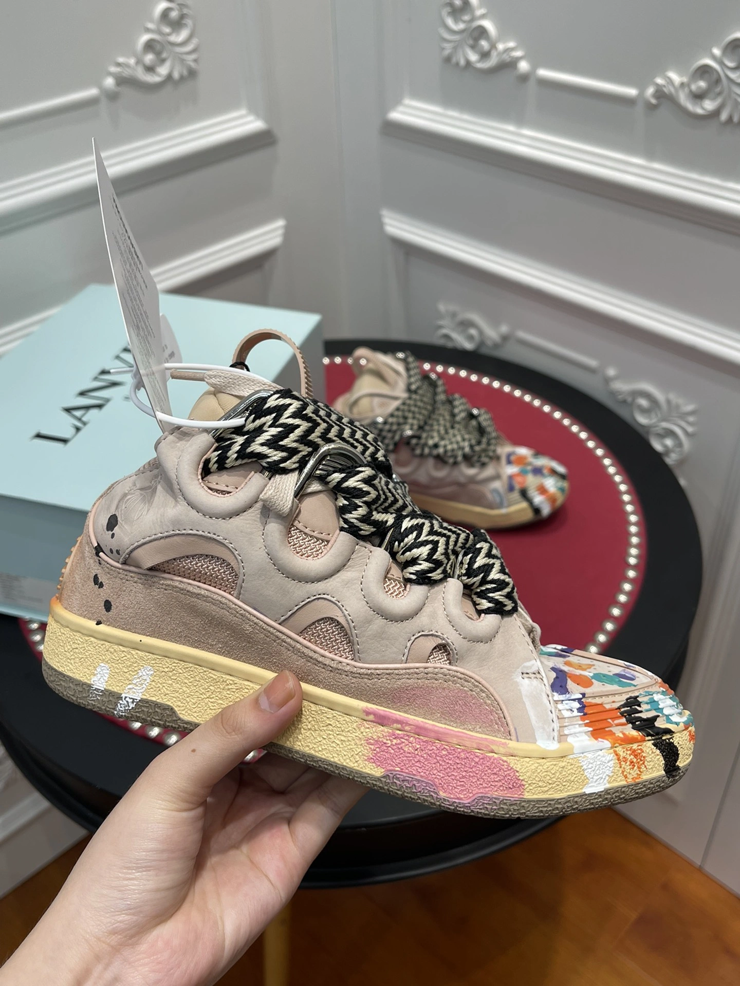HYPE Lanvon Leather CurbGallery Dept. Pale Pink Multi FM-SKRK11-DRGD-P22B5S Lightweight 980
