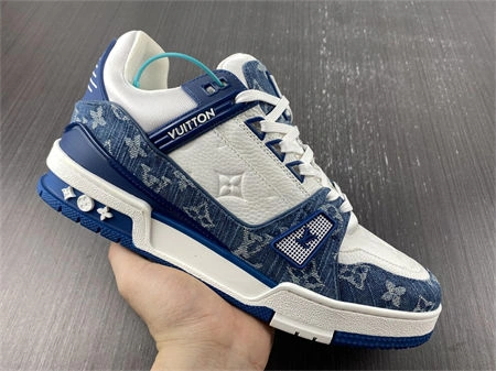 Luis Vitton LV Trainer Monogram Denim White Blue 1A9JGN GoodFit 1641
