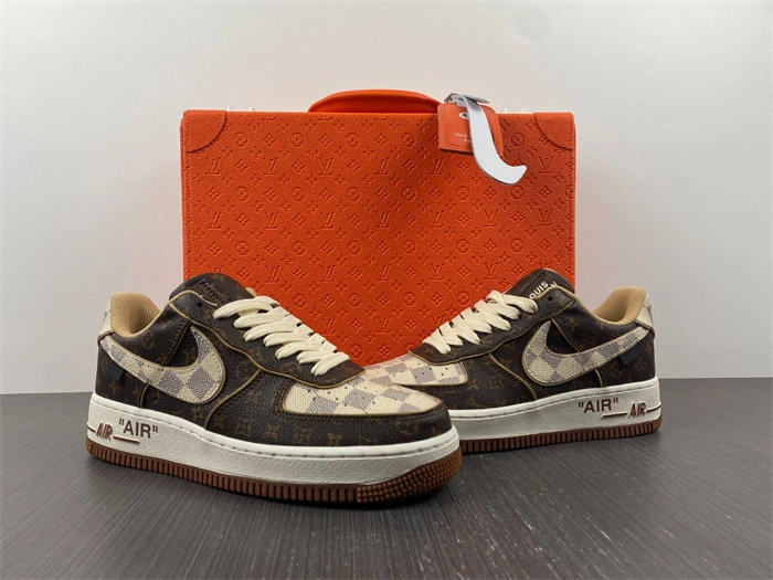 Affordable EasyCare Nike Air Force 1 Low LV Monogram Brown Damier Azur 5160