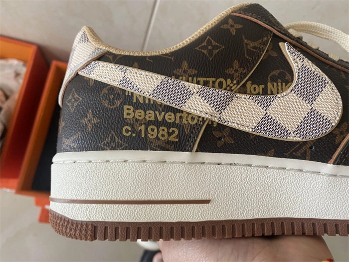 Affordable EasyCare Nike Air Force 1 Low LV Monogram Brown Damier Azur 5160