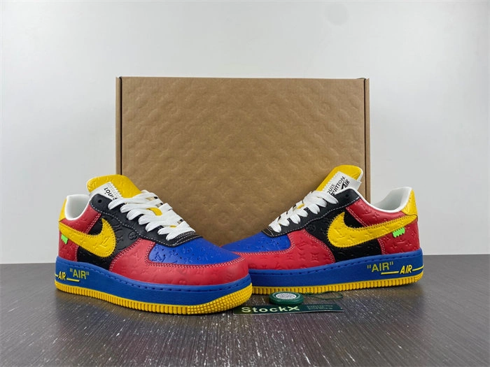 Cheap Nike Air Force 1 Luis Vitton Red and Yellow Elegant 5132
