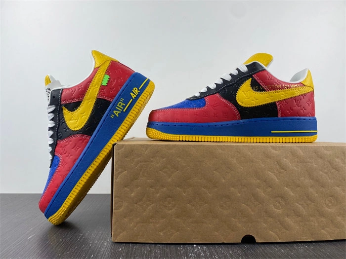 Cheap Nike Air Force 1 Luis Vitton Red and Yellow Elegant 5132