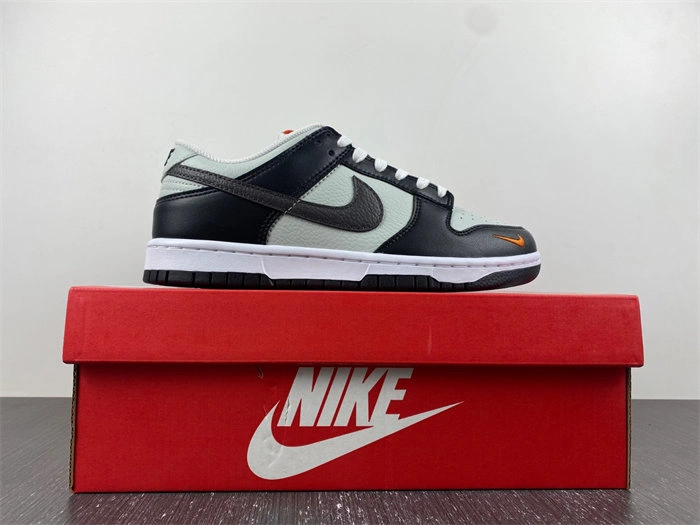 One Kick Nike Dunk Low Grey Black Orange Mini Swoosh FN7808- ModernLook 4617