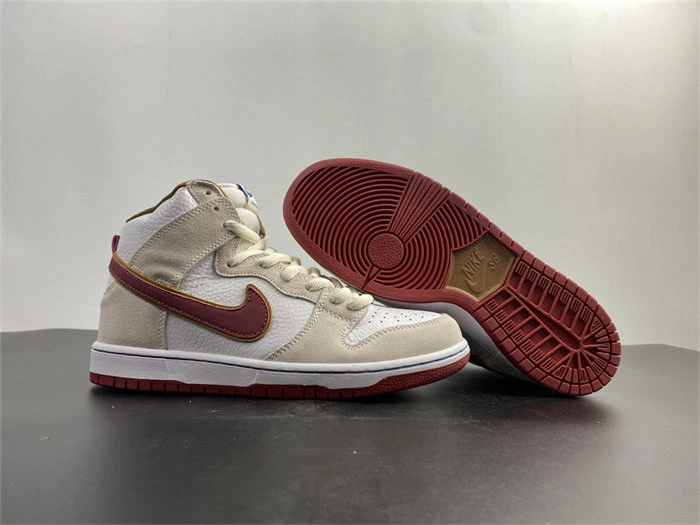 Cheap MAX RelaxedFit Nike SB Dunk High Sail  Crimson CV9499- 4860