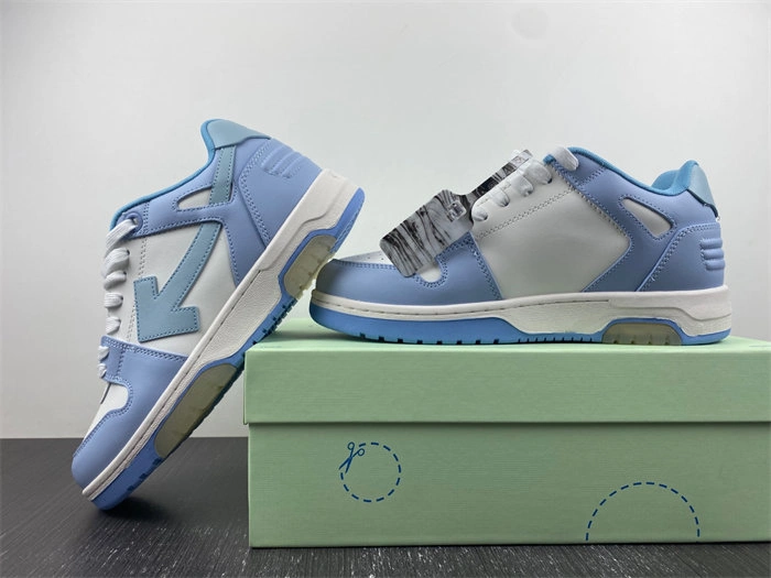 FS CHEAP OFF-WHITE OOO Low Out Of Office Calf Leather White Light Blue OMIA189F20LEA Affordable 3111