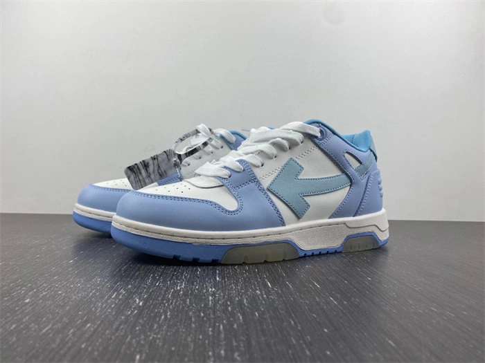 FS CHEAP OFF-WHITE OOO Low Out Of Office Calf Leather White Light Blue OMIA189F20LEA Affordable 3111