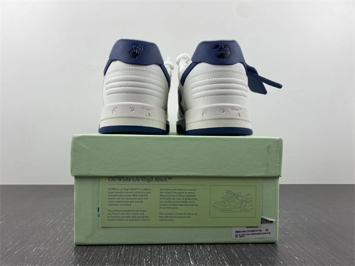 FS CHEAP OFF-WHITE Out Of Office OOO Low Tops White White Navy Blue OMIA189F22LEA Flexible 3112