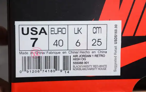 Air Jordan 1 Retro High OG Banned Bred Black Red  555088-001