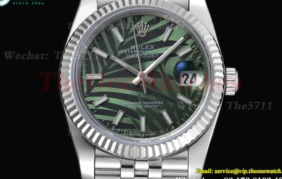 Datejust 126234 36mm Jub SS SS Green Palm Motif Dial GDF MY8215