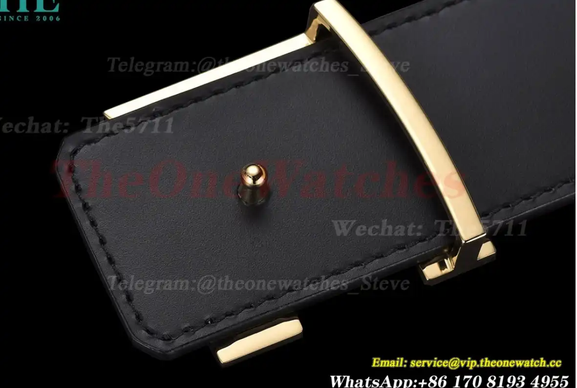 Yellow Gold LV Brass Buckle on Grey Leather Belt 4.0cm