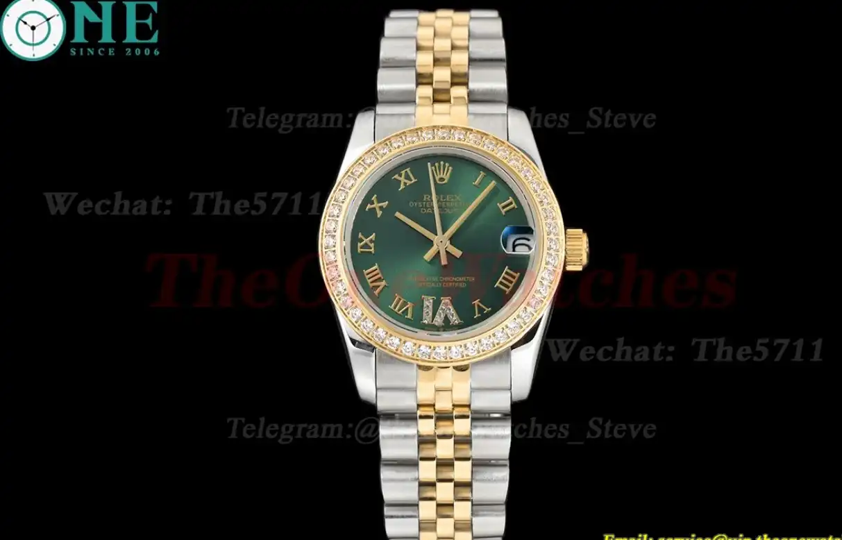 Datejust 28mm Dia YG SS Green Rmn GDF MY8215