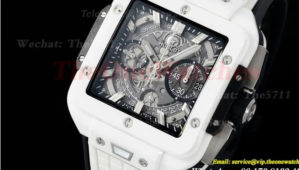 Square Bang Unico 42mm White Cer RU Skeleton Dial BBF HUB1280A