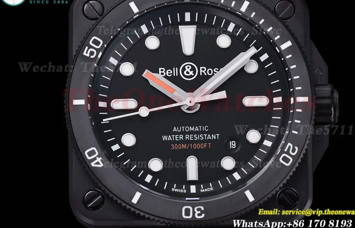 Bell & Rose Instruments BR03 42mm DLC RU Black Dial BRF A2824